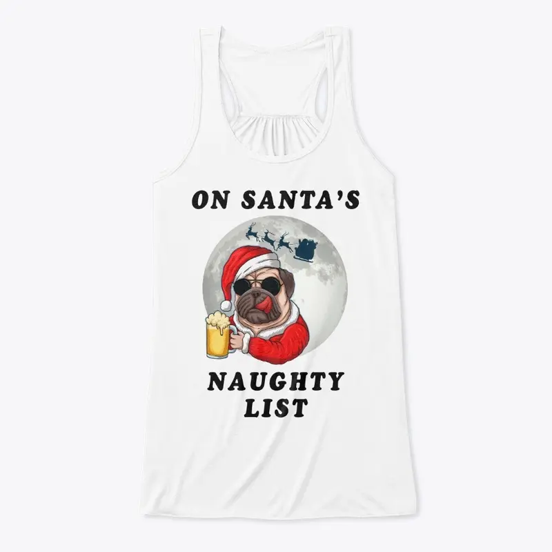 Beer Drinking Pug Dog On Naughty List