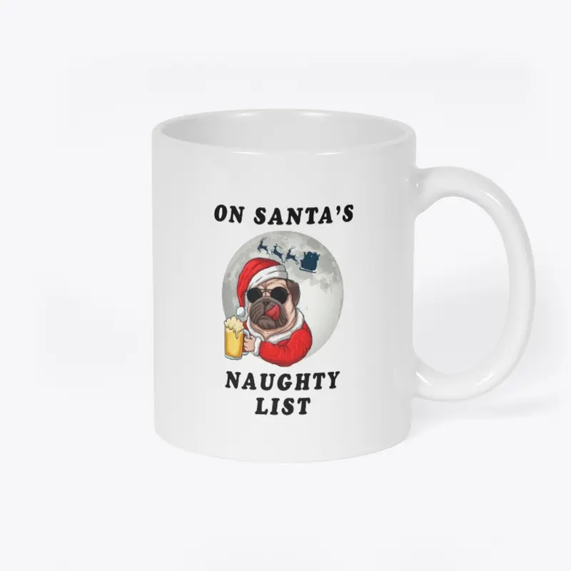 Beer Drinking Pug Dog On Naughty List